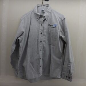 VF Solution Mens Pinstripe Qwest Spirit of Service Button Down Shirt Medium Blue